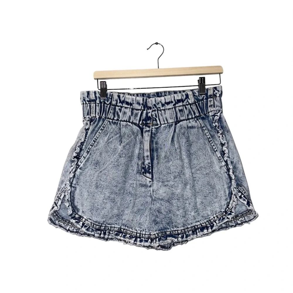 Sea New York Dax Acid Wash Denim Ruffle Shorts Size 8 - Picture 4 of 7